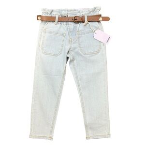 Girls Vigoss Light Blue Denim Jeans with Brown Floral Belt